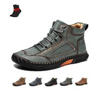 FJZFXKZL The First Young Shoes Men, botas de conducción de cuero retro hechas a mano for hombres, botas de conducción cómodas sin cordones for viajes y actividades al aire libre(Green,40 EU)