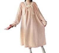FJZFXKZL Vestido de noche cálido de invierno for mujer, camisón de manga larga, conjuntos de pijamas de franela, vestido for dormir, ropa for el hogar de talla grande(Pink,5XL)