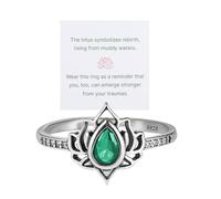 FK MY TRAUMA LOTUS - Anillo de plata de ley 925 con diseño de flor de loto con incrustaciones de circonita incrustada Begin Again, anillo inspirador que te recuerda dejar ir tu trauma de una manera