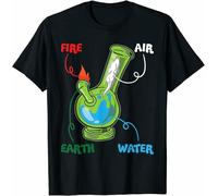 FKASBOOLK Limited Bong Elements Fire Water Earth Air THC Smoking Anatomy T-Shirt Black