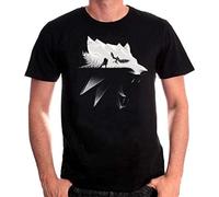 FKASBOOLK Witcher Men's T Shirt Wolf Silhouette Geralt by Riva Wild Hunt Cotton Black