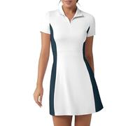 FKEEP - Vestido atlético para mujer con pantalones cortos, para golf y tenis, cuello polo, sin mangas, vestido casual para golf sin mangas, M