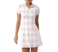 FKEEP Vestido de golf atlético con cuello polo para mujer con pantalones cortos, vestido casual sin mangas con bloques de color, Large