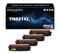 FKESABJWQ Cartucho Tóner TN821XL | Cartuchos Tóner TN821XLBK TN821XLC TN821XLM TN821XLY para Brother HL-L9470CDN HL-L9430CDN MFC-L9670CDN,4 Colors-1 Pack