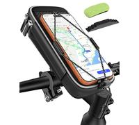 FKEWUK Soporte movil Bicicleta Moto con Bolsa Manillar Impermeable, Bolsa Bicicleta Manillar con Porta telefono para Smartphone de 5,5 a 7 Pulgadas, Porta móvil Bici montaña