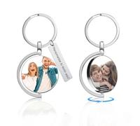 FKF Llaveros con foto personalizados, llaveros con foto personalizables con texto grabado, regalos perfectos para seres queridos, familiares y amigos (llavero medio envuelto)