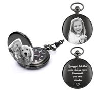 FKF Reloj de Bolsillo Personalizado - Foto y Texto Personalizables, con Cadena Reloj de Bolsillo Vintage para Hombre Adecuado para Hombres Padre Hijo Padrinos de Boda (Foto Personalizada 2)