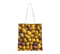 FKGKDF Bolsa de lona de poliéster con estampado de muchas patatas, bolsa de la compra con asas reforzadas, reutilizable