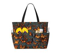 FKGKDF Heaps Of Orange - Bolsa de viaje grande con estampado de mariposas monarca y mariposas, bolsa de viaje grande con cremallera y bolsillos, bolsa ligera para gimnasio