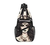 FKGKDF Magic Witch Witchcraft - Bolsa de pecho ajustable y acolchada con estampado bohemio para viajes, trabajo y uso diario