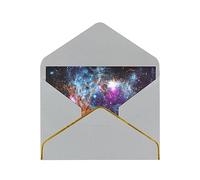 FKGKDF Tarjeta de felicitación elegante con diseño de galaxia del universo con borde dorado para bodas, cumpleaños, aniversarios