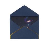 FKGKDF Tarjeta de felicitación elegante con estampado de galaxia en el universo con borde dorado para bodas, cumpleaños, aniversarios