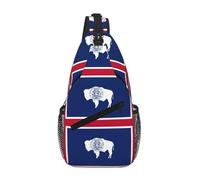 FKGKDF Wyoming State Flag Print - Bolsa de pecho ajustable y acolchada con correa de hombro para viajes, trabajo y uso diario