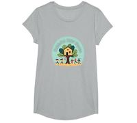 FKH Faithful Kids' Haven: Alegre Aventura en una casa en un árbol Camiseta, Niñas, Gris Jaspeado, Pequeña