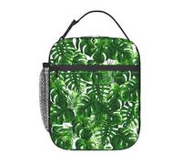FKHOHL Monstera Deliciosa - Bolsa de comida aislada funcional con estampado de palmera de plátano, práctica bolsa para mantener el almuerzo caliente y frío, camping, vacaciones