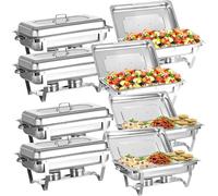 FKINGLRK 8 Pack Buffet Buffet Buffet, Acero Inoxidable Catering Food Warmer con Bandejas De Comida para El Equipo De Buffet De Boda De Fiesta (4 Paquetes 1/1 Sartén + 4 Paquetes 1/3 Sartén)