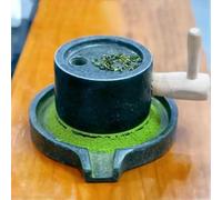 FKINGLRK Molino de Piedra pequeño clásico, Molinillo de Piedra Azul con manivela para Especias, té, Flores, Hierbas en Polvo, Molinillo didáctico para jardín de Infancia, 13 x 20 cm