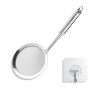 fKiZanthene Cuchara de acero inoxidable de 32 cm con colador fino de 100 puntos, utensilio de cocina como espumadera y cuchara para pelar para cocina, hogar y cocina al aire libre