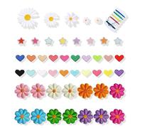 fKiZanthene - Parche termoadhesivo, lote de 47 parches bordados, flores y corazones, aplicaciones coloridas para planchar o coser para decoración y reparación de ropa y bolsas
