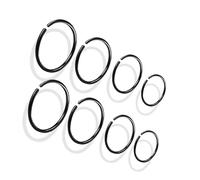 fKiZanthene piercing nariz negro 8 piezas anillos redondos para mujer, joyería de cuerpo de cobre chapada elegante e hipoalergénica para oreja tragus helix septo