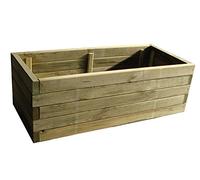 FKL DESIGN Home Deco Jardinera de madera, para jardín, terraza, macetero de madera, color verde, impregnado, ya montado, D23 (90 x 40 x 29 cm)