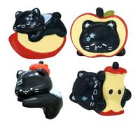 fkngcp 4Pcs Mini Cat Figurines Monitor Buddy Cute Resin Computer Monitor Decor with Groove Design Cute Desk Car Figurines Dashboard Decor