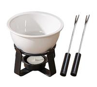 fkngcp Chocolate Fondue Cup, Ceramic Mini Fondue Set with 2 Dipping Forks & Metal Base for Cheese Chocolate Butter Caramel Sweet Cup