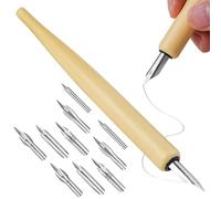 fkngcp Dip Pen Set, Dipping Wooden Manga Pens with 5 Nibs for Manga, Comic, Word Art and Pen-and-Ink Drawing, Light Yellow Dip