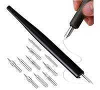 fkngcp Dip Pen Set, Dipping Wooden Manga Pens with 5 Nibs for Manga, Comic, Word Art and Pen-and-Ink Drawing, Black Dip