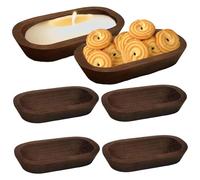fkngcp Dough Bowls for Candle Making 4PCS Wooden Bowls for Food Bread Decor 9.8x5.9x2 Inch Wooden Candle Bowl