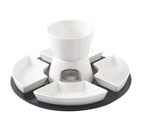fkngcp Fondue Pot Set 4 Dishes & 4 Forks Elegant Ceramic Chocolate Fondue Melting Cup with Tray for Family Friends Cup