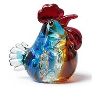 fkngcp Glass Chicken, Mini Rooster Figurines Sculpture Artistic Glass Chicken Statue for Table and Shelf Display