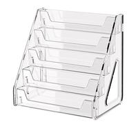 fkngcp Greeting Card Display Stand 5-Layer Secure Clear Tiered Display Stand Easy Snap-On & Better Presentation for Postcards, Stickers, Brochures Card