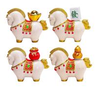 fkngcp Horse Figurines, 4Pcs Resin Chinese Zodiac Horse Statue New Year Decorations 2026 for Office Desk Decor