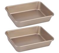 fkngcp Moldes rectangulares para pasteles para hornear, 2 bandejas de horno de acero al carbono de 8, 5x6, 5 pulgadas