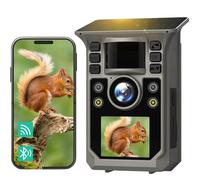 FKPCAM 64MP 4K Cámaras de Caza Solar, WiFi Bluetooth Camara Caza con Batería Interna de 7500mAh, Visión Nocturna a Todo Color, Tarjeta Micro SD 32GB, Ángulo de Detección de 130°, IP67 Impermeable