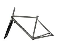 FKXSXAZ Cuadro de Bicicleta de Carretera con Freno de Disco, Cuadro de Acero CR-Mo de 700C, Eje pasante de 100/142 mm, neumáticos Anchos de 28c, Bicicleta de 44/47/50/53/56 cm (Color: Gris