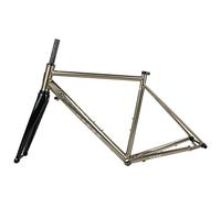 FKXSXAZ Cuadro de Bicicleta de Carretera con Freno de Disco, Cuadro de Acero CR-Mo de 700C, Eje pasante de 100/142 mm, neumáticos Anchos de 28c, Bicicleta de 44/47/50/53/56 cm (Color: TITA