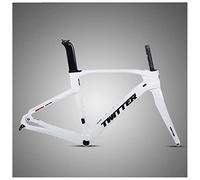 FKXSXAZ Cuadro de Bicicleta de Carretera de Fibra de Carbono con Freno de Disco, tamaño 45/48/51/54 cm, Eje pasante de 12x100/12x142 mm para Ruedas de 700c (Color: Blanco, Tamaño 45 cm).