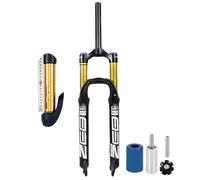 FKXSXAZ Horquilla de suspensión 26/27.5/29 MTB con 160 mm de Recorrido para XC Am, Ajuste de Rebote de aleación de magnesio, Bloqueo Manual/Remoto, QR, Freno de Disco de 9 mm, Bici