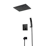 FKXSXAZ Juego de ducha termostático oculto, kit de lluvia LED negro, sistema de baño,
