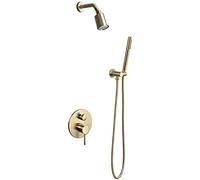 FKXSXAZ Juego de Grifo de Ducha con Cabezal de Mano, diseño Giratorio de 360°, Soporte Ajustable, Kit Completo de bañera y molduras, Sistema de válvula empotrada.