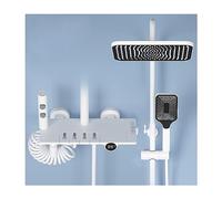 FKXSXAZ Thermostatic Shower Faucet Set 4 in 1 System with Piano Keys Rain Head Handheld Bidet White Finish for Modern Bathrooms