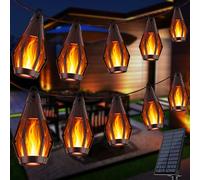 Flacchi Luz solar para exteriores - 12,6 metros, 15 LED, luz de haz de luz impermeable perfecta para decoración de jardín, terraza y balcón, iluminación festiva