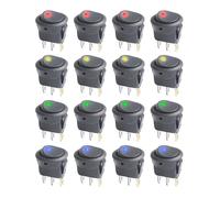 Flaconi 16 PCS Interruptor Coche, 12V, Electrónica, Mini con 5 Colores LED, Luces, Ronda Rocker Botón, Adecuado para Automóvil, Bote, Motocicletas, Camión