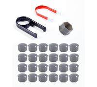 Flaconi 24PCS Tapones Tornillos Ruedas Coche,Cubiertas hexagonales para Tuercas de Neumáticos con Extractor,para la Mayoría de los Tornillos o Tuercas de Bicicleta Hexágono de 17 mm (Gris)