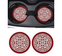 Flaconi Juego de 2 Posavasos Coche,Universal Accesorios Interiores Posavasos Coche Antideslizante de Silicona,Posavasos para Coche inserción Antideslizante y se Adaptan (Rojo)