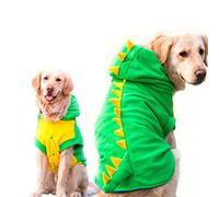 FLAdorepet - Divertido disfraz de dinosaurio para perro grande de Halloween, pijama con capucha para invierno, ropa cálida para mascotas, abrigo para Golden Retriever o Pitbull (verde, 8XL)