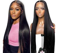 Flady 28 pulgadas recto HD encaje frontal pelucas cabello humano pre plucked 180 densidad 13 x 4 sin pegamento hueso recto humano pelucas para mujeres negras transparente encaje frontal peluca con
