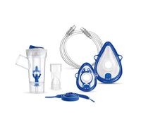 Flaem, Kit Completo de Accesorios para Nebulizador, Ampolla RF7 de Doble Velocidad, Mascarillas para Adultos y Niños, Boquilla, Elástico, Tubo de 1 m. Compatible con los Nebulizadores de Pistón Flaem